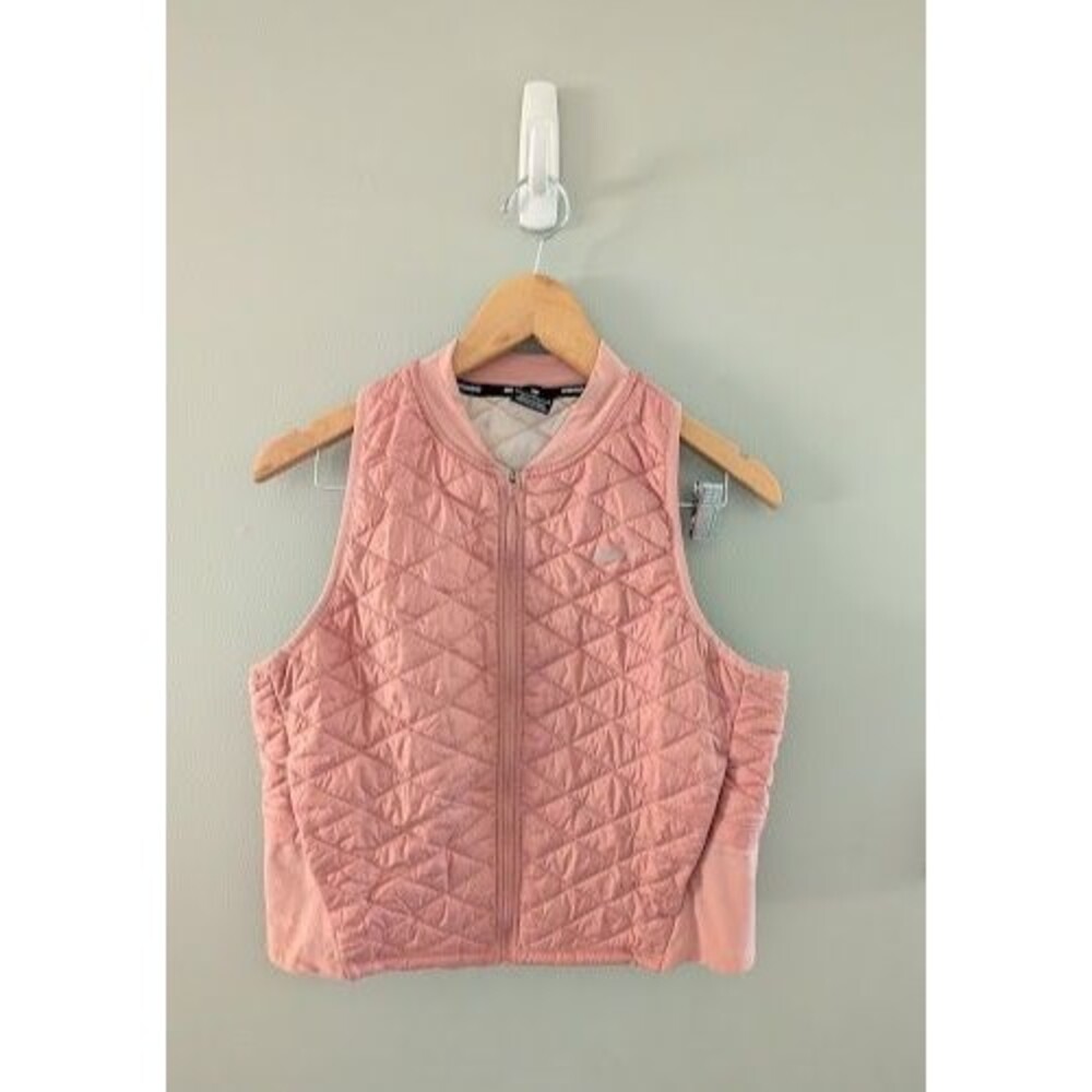 Nike Jacket Womens Large Pink Aerolayer Puffer Gilet Vest Running Swoosh